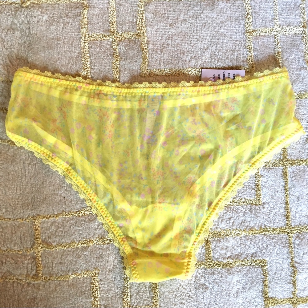 SOLD NWT Savage X Fenty yellow floral mesh hipster - Picture 5 of 6